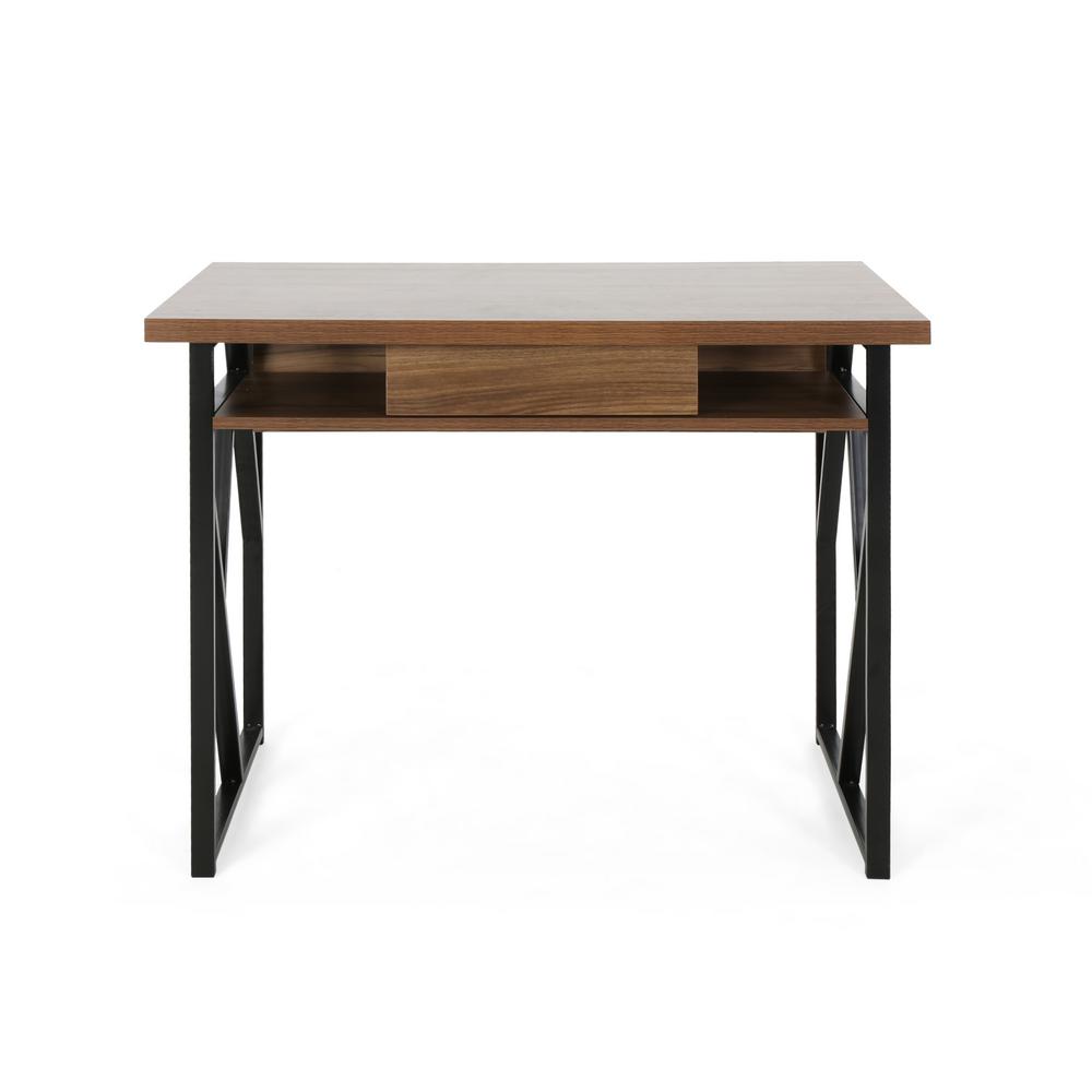Noble House Fernwood Modern Walnut Brown Faux Wood Writing