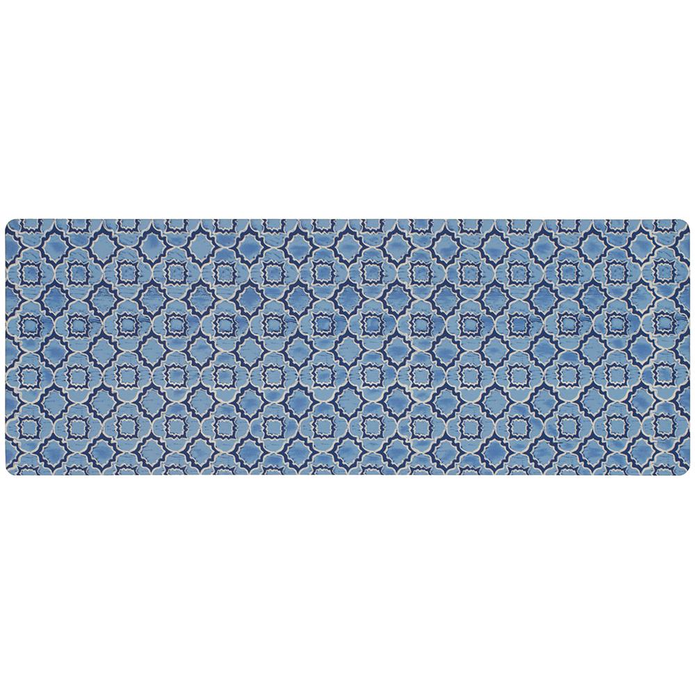 Rectangle Trellis Anti Fatigue Kitchen Rugs Mats Micro Elegance Indigo Clover 18 In X 48 Kitchen Mat