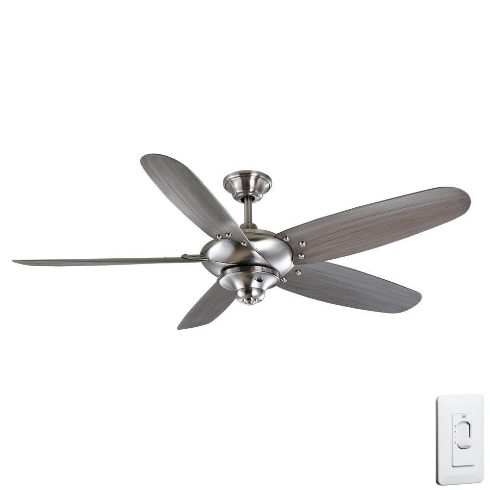 Home Decorators Collection Altura 60 In Outdoor Brushed Nickel Ceiling Fan With Wall Control