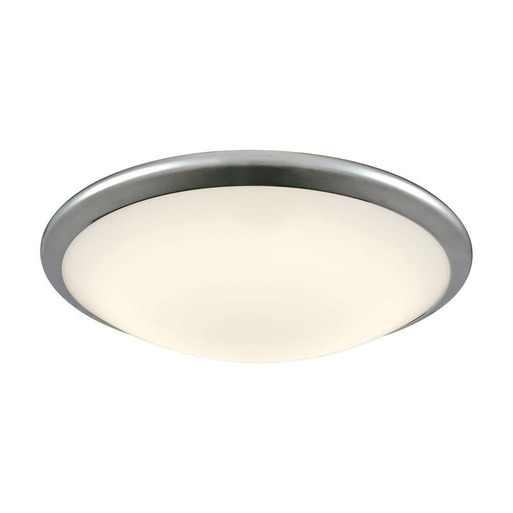 Titan Lighting Clancy Chrome And Opal Glass Large Round Led Flush Mount