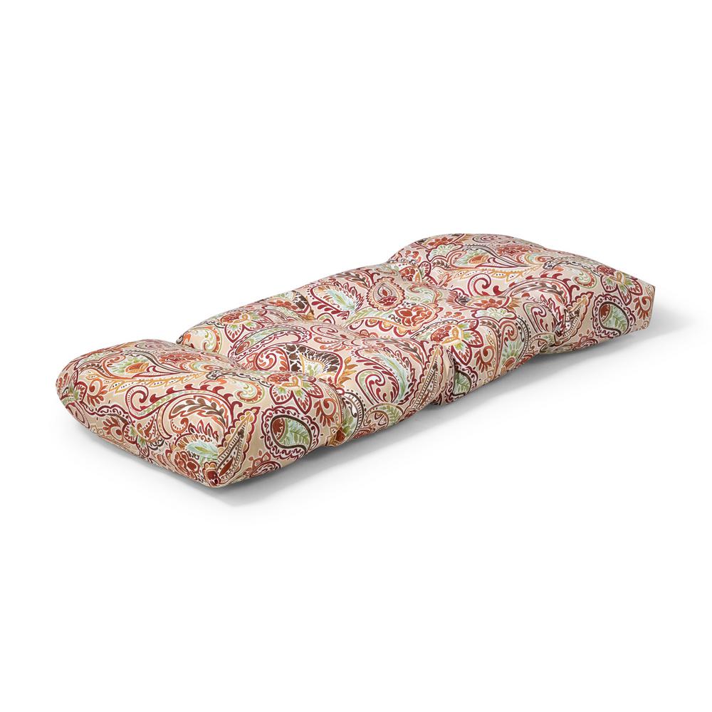 Unbranded Hampton Bay 42 In X 18 In X 5 In Chili Paisley Outdoor Tufted Bench Cushion 7426 01229200 The Home Depot