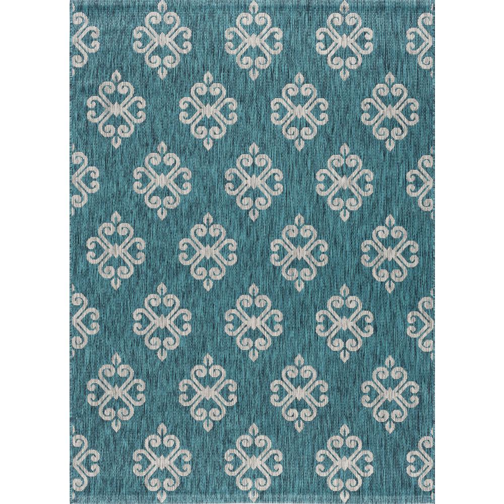 Tayse Rugs Veranda Teal 7 Ft X 10 Indoor Outdoor Area Rug