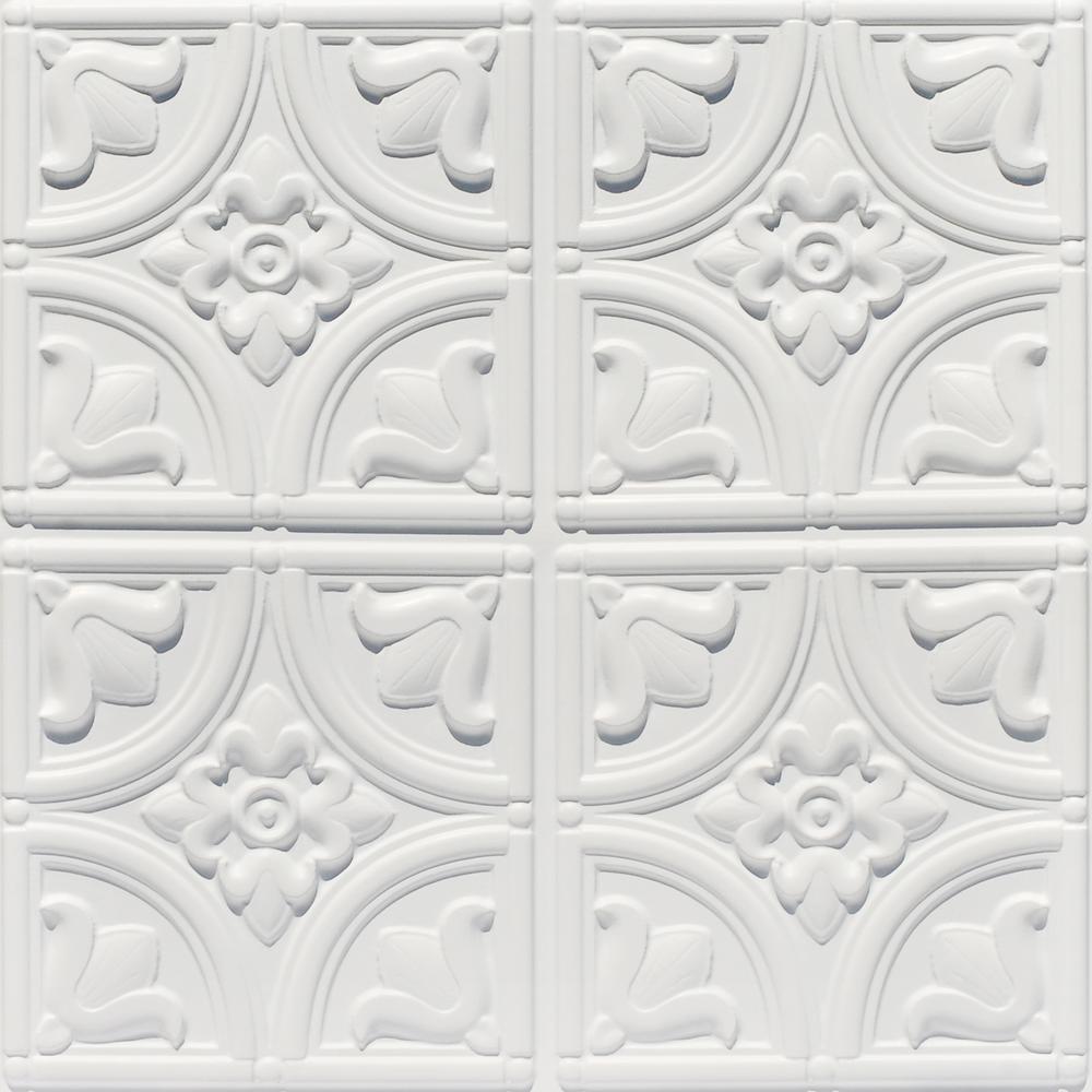 From Plain To Beautiful In Hours 148wm-24x24-25 Tiny Tulips Ceiling Tile White Matte 25