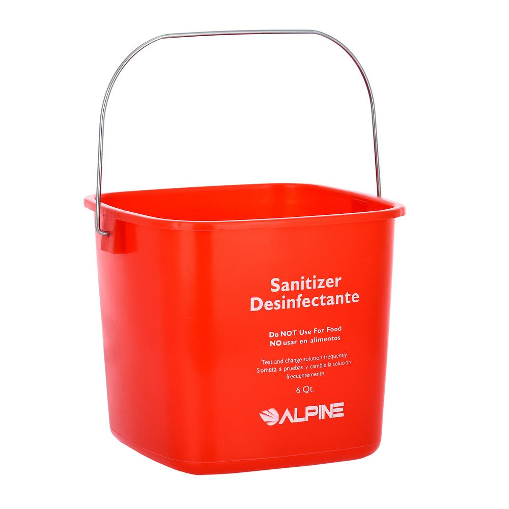 red plastic buckets