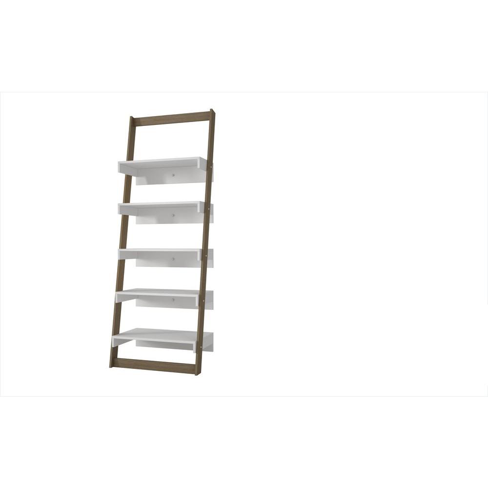 Manhattan Comfort 69 69 In Oak White Plastic 5 Shelf Ladder