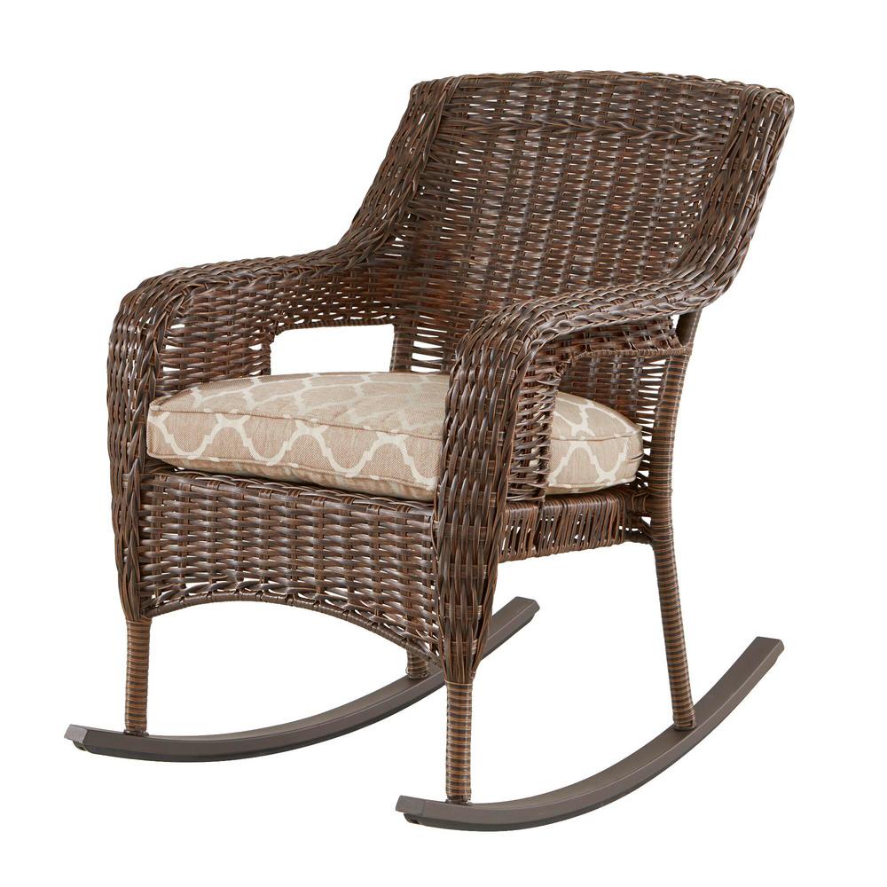 Hampton Bay Cambridge Brown Wicker Outdoor Patio Rocking Chair with ...