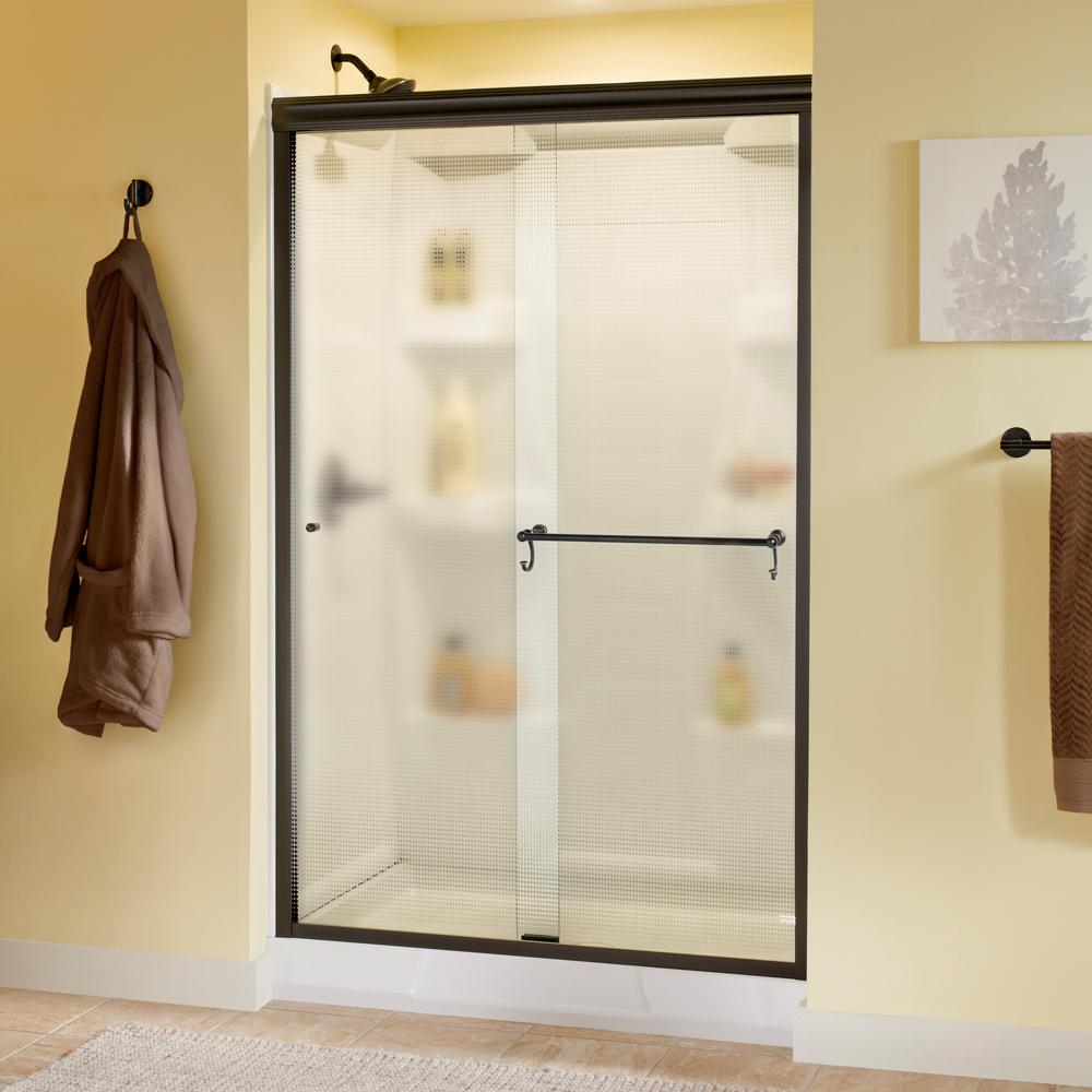 Delta Portman 48 in. x 70 in. Semi-Frameless Traditional Sliding Shower Door in Bronze with Droplet Glass was $429.0 now $339.0 (21.0% off)