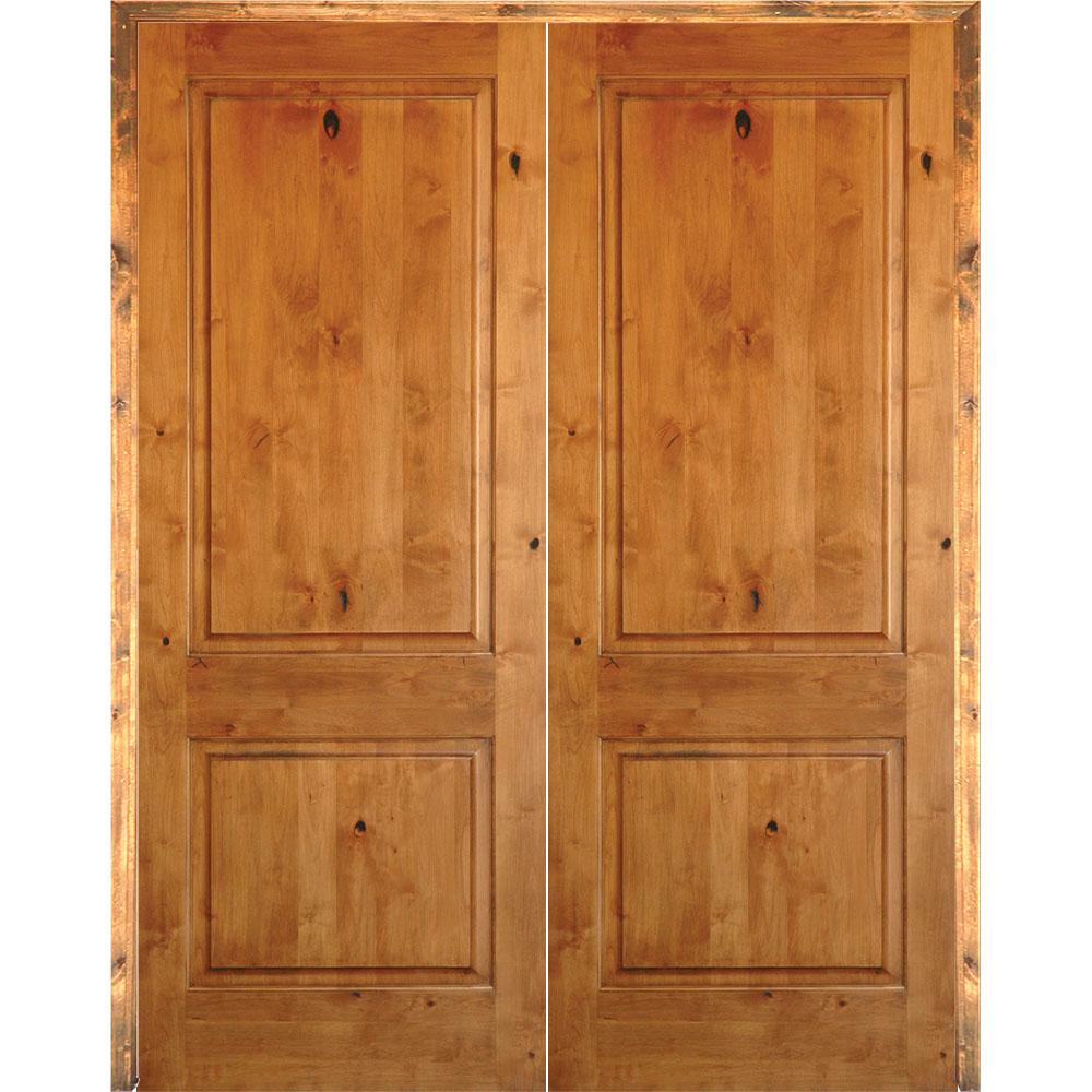 Krosswood Doors 56 In X 96 In Rustic Knotty Alder 2 Panel Square