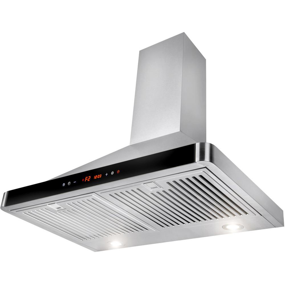 Winflo 30 In Convertible 520 Cfm Wall Mount Range Hood In Stainless Steel With Baffle And Charcoal Filters Wr003b30df The Home Depot