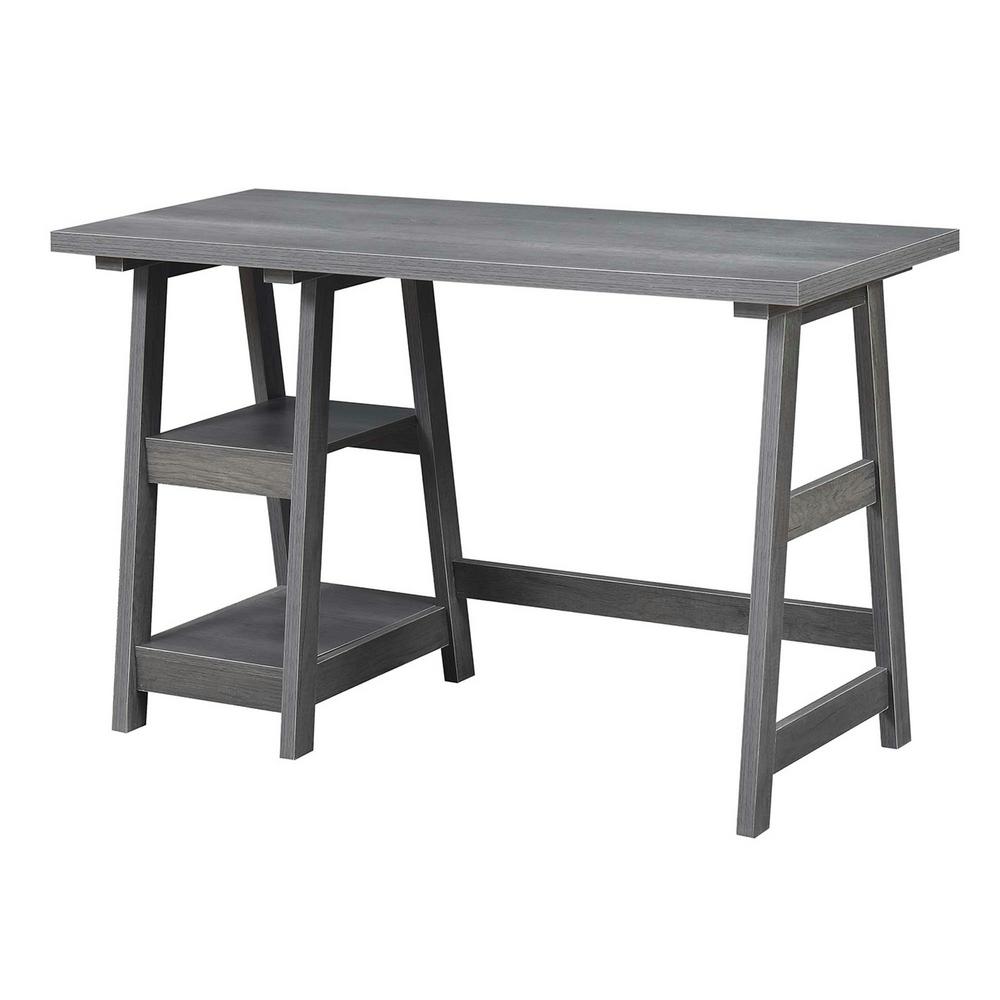 Convenience Concepts Designs2go Charcoal Gray Trestle Desk R7 118