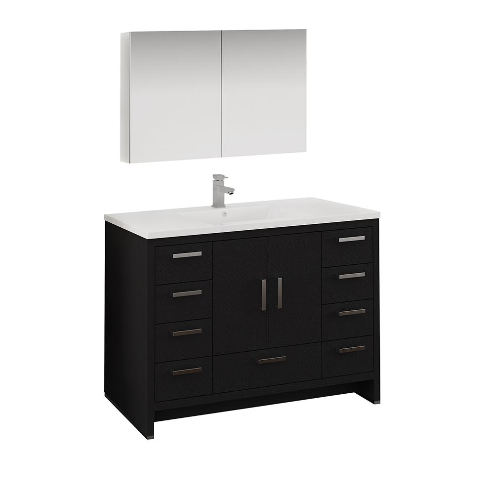 Fresca Imperia 48 In Modern Bathroom Vanity Dark Gray Oak With Imperia 48 In Modern Bathroom Vanity Dark Gray Oak With Top White Basin And Medicine Cabinet