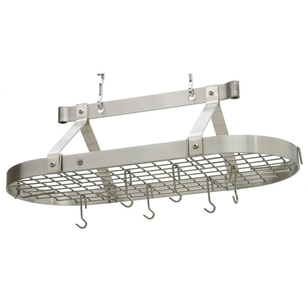 Enclume Premier 3 ft. Oval Ceiling Pot Rack Stainless Steel by Enclume