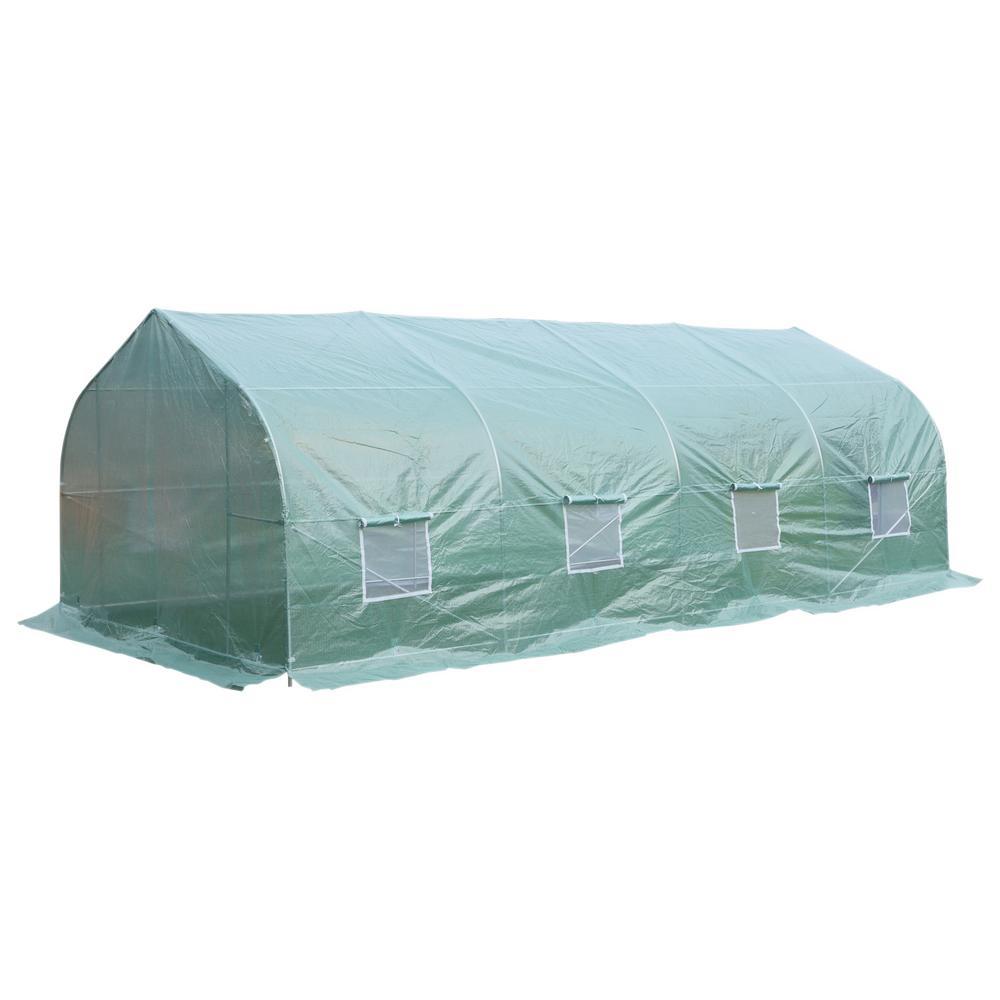 Outsunny 10 ft. x 20 ft. x 7 ft. High Tunnel Walk-In Garden Greenhouse ...