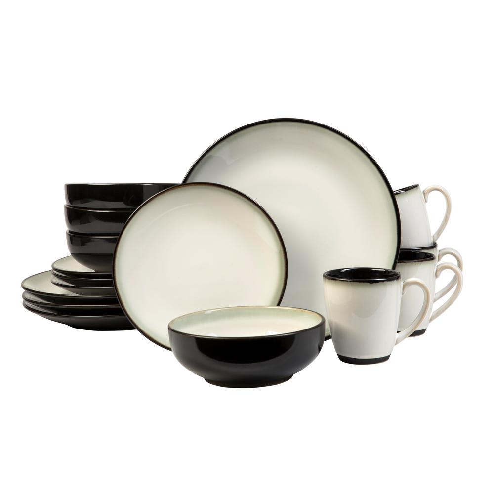 Modern Sango The Home Depot Nova Black 16 Piece Dinnerware Set