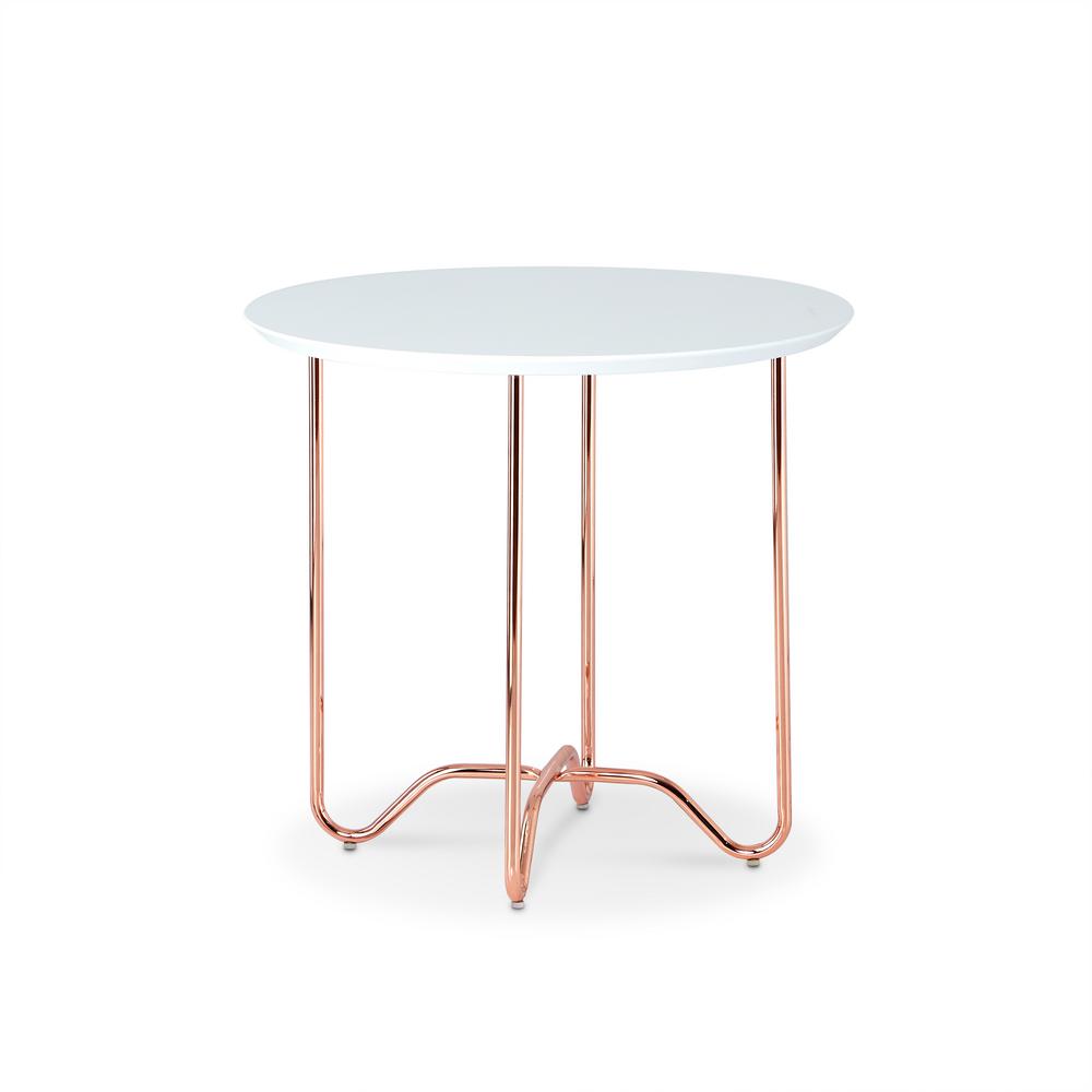 Acme Furniture Canty End Table In White And Rose Gold 81862 The