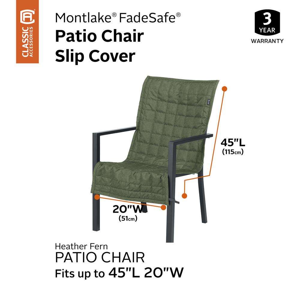 Heather Fern Montlake Fadesafe Patio Chair Slip Cover Classic Accessories 56 014 011101 Rt 45 X 20 Patio Lawn Garden Chair Covers