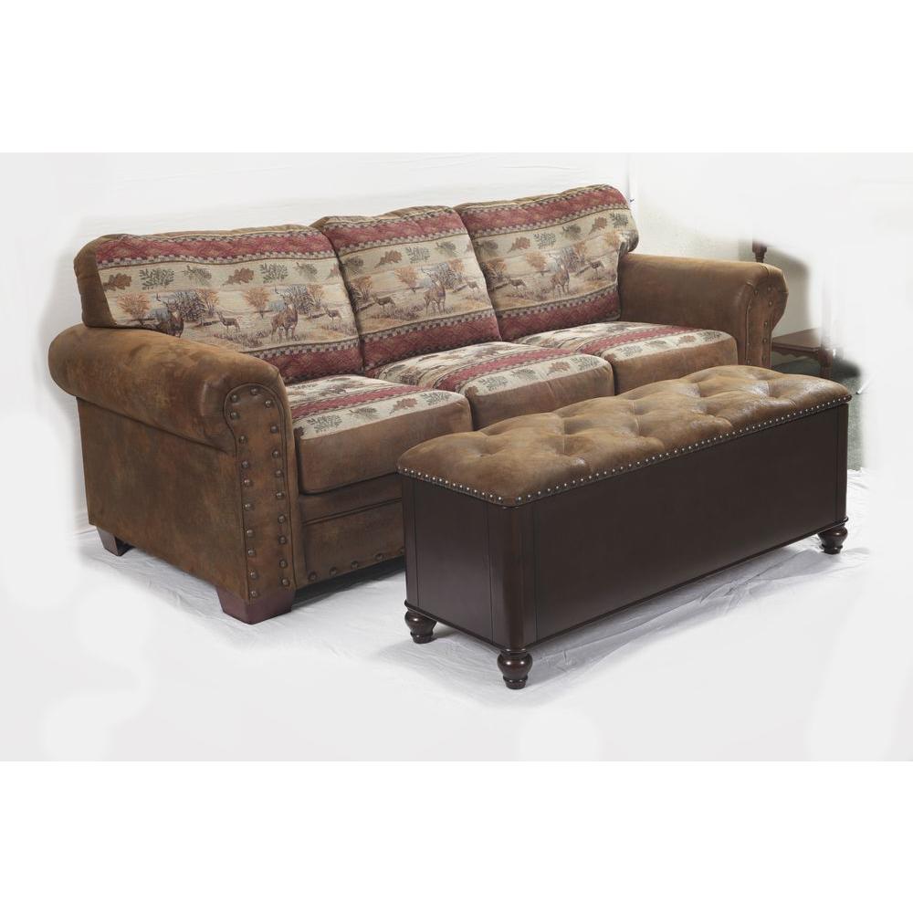 American Furniture Classics 6 Gun Key Lock Wood Gun Concealment Bench Medium Brown 1 505 The Home Depot