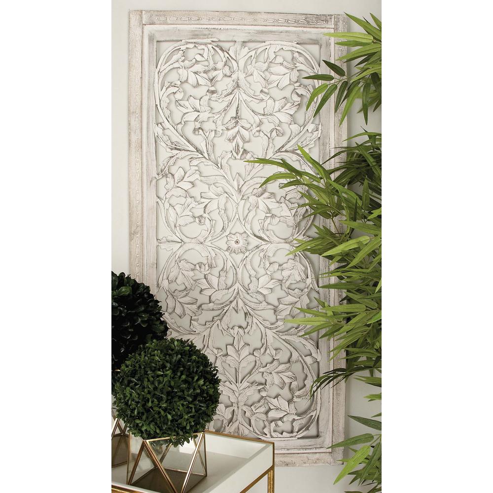 51 In X 24 Rustic Decorative Wooden Wall Panel White Patina