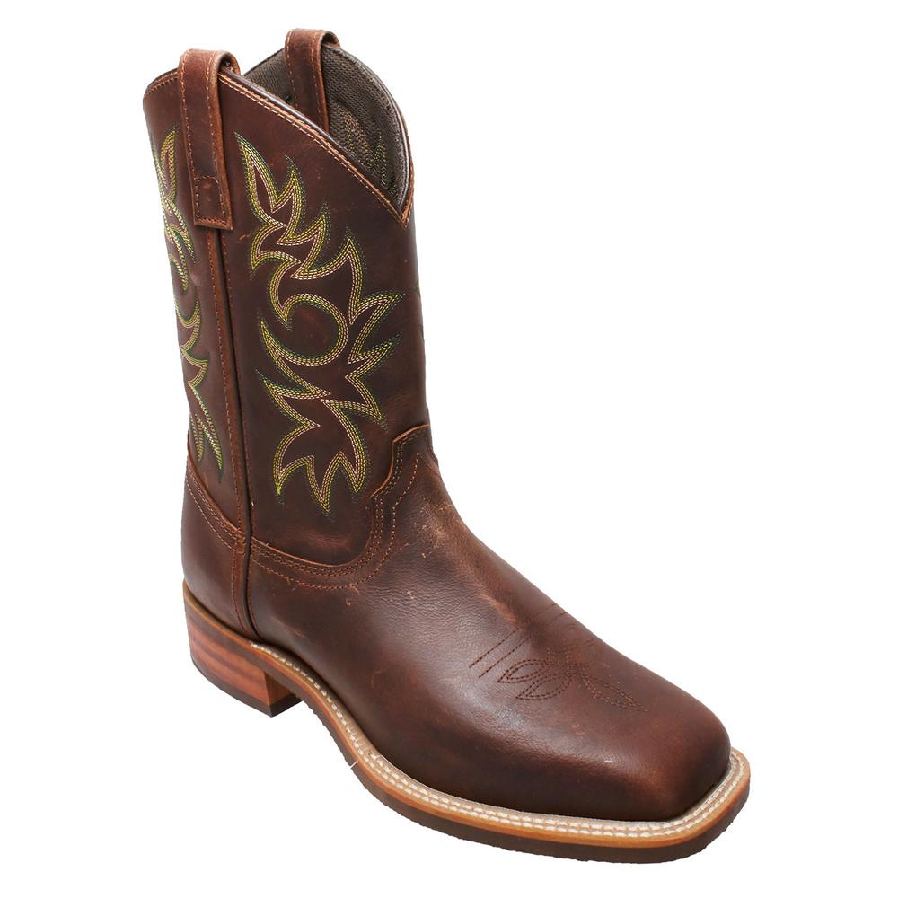 mens brown square toe boots