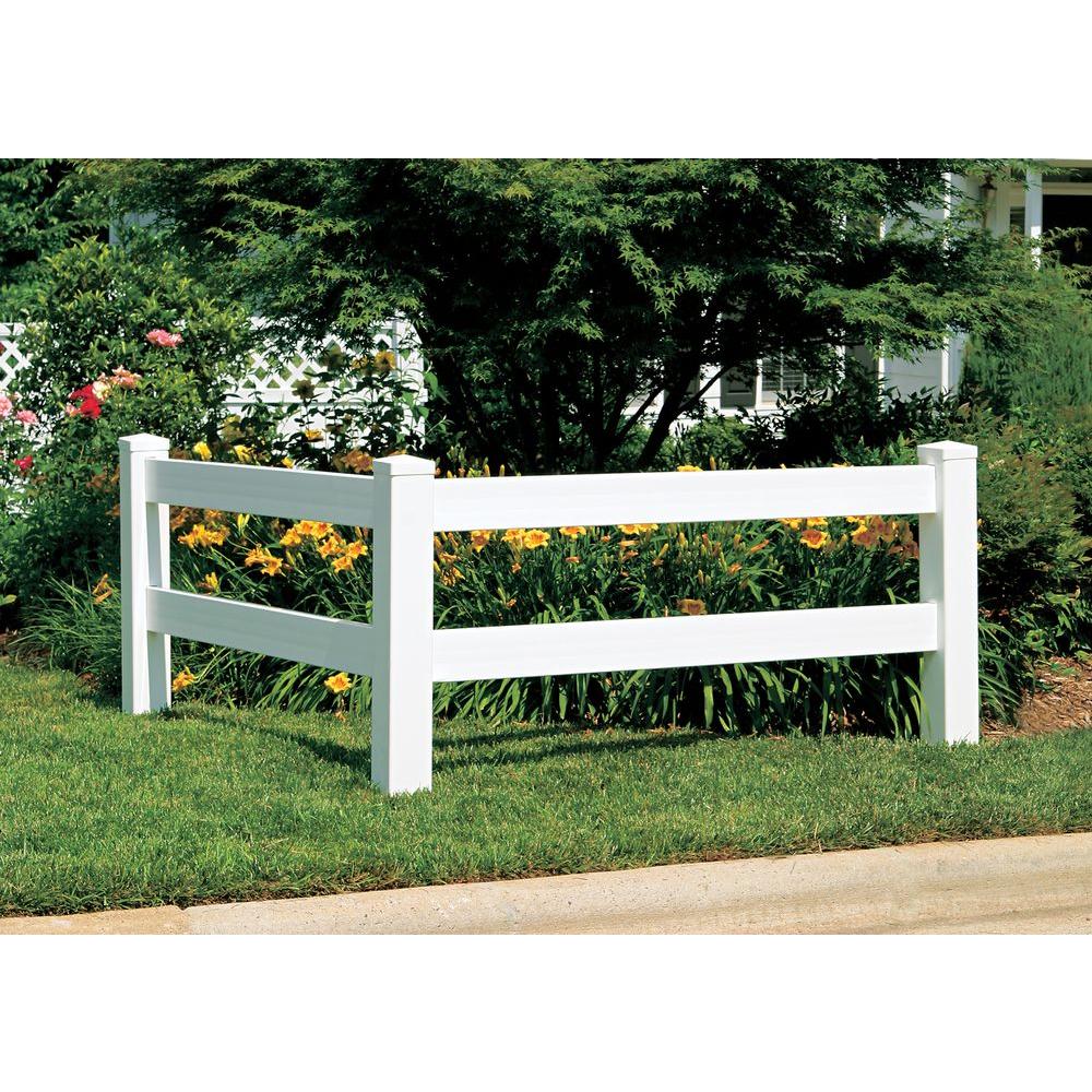 Veranda 5 In X 5 In X 5 Ft Vinyl White Ranch 2 Rail End Fence Post 53991 The Home Depot