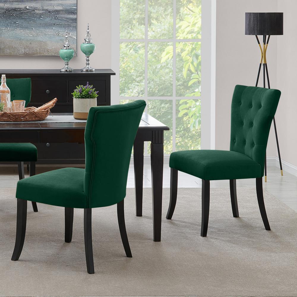 Handy Living Sirena Upholstered Dining Chairs In Emerald Green Velvet Set Of 2 Dc2 Vbf60 164 The Home Depot