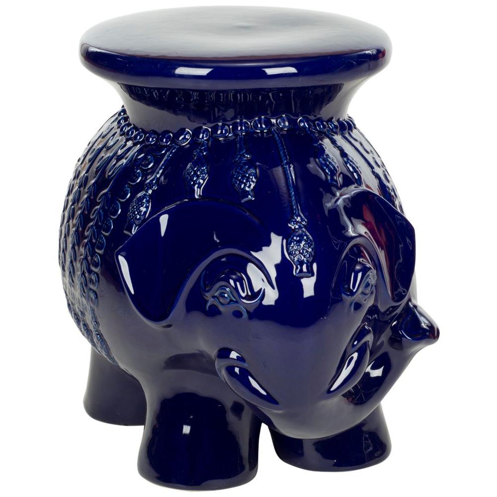Elephant Outdoor Side Tables Patio The Home Depot Elephant Navy Ceramic Patio Stool
