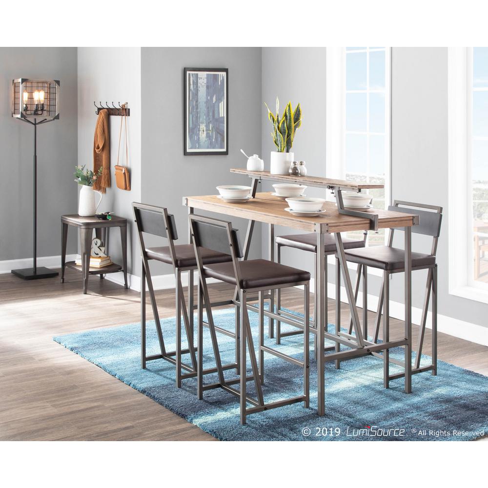 Lumisource Gia Industrial Counter Height Dining Table With - Gia Gray 5 Piece Round Counter Height Dining Room Set Lumisource Gia Industrial Counter Height Dining Table With - Gia Gray 5 Piece Round Counter Height Dining Room Set