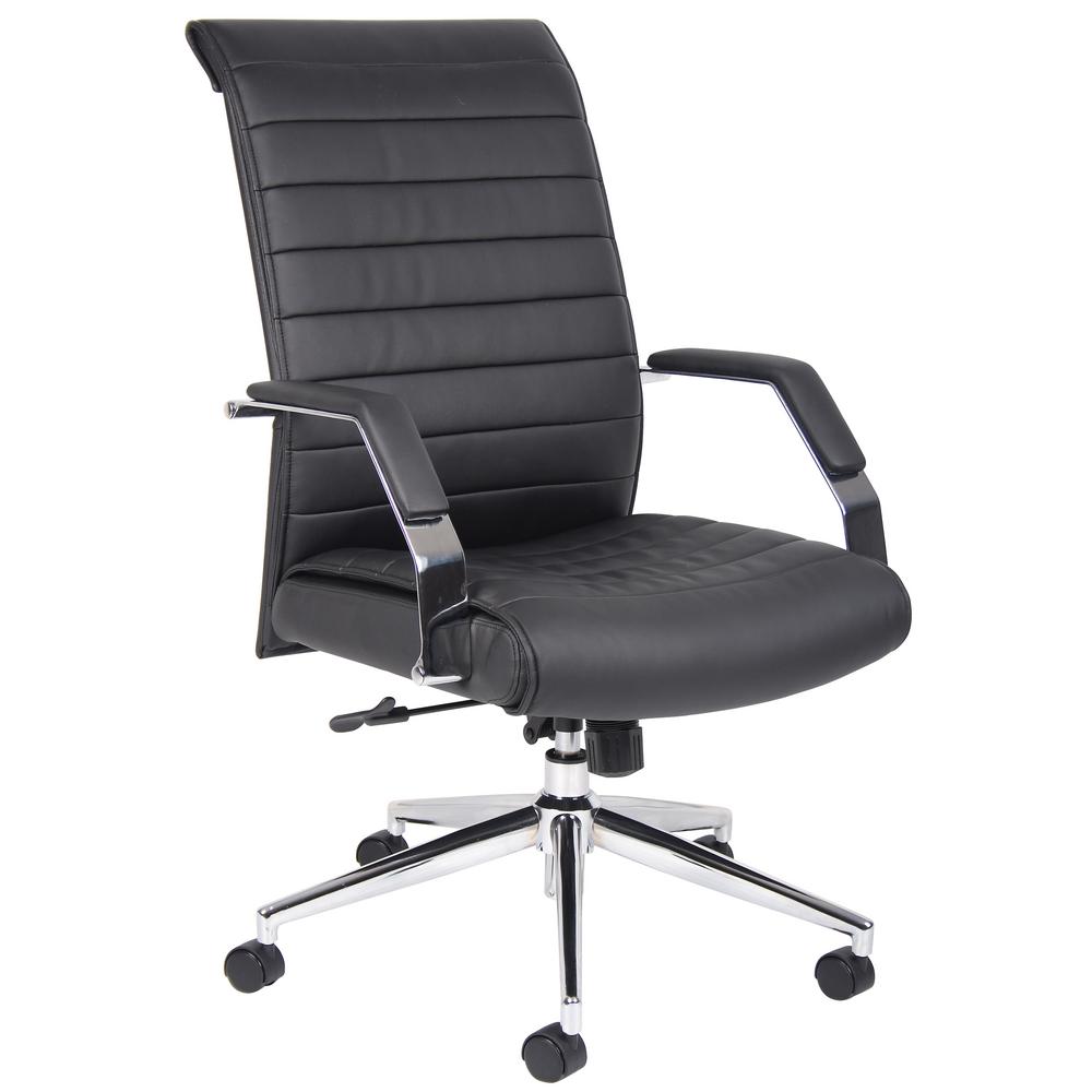 Boss Black Executive High Back Ribbed Chair B9441 The Home Depot Boss Black Executive High Back Ribbed Chair