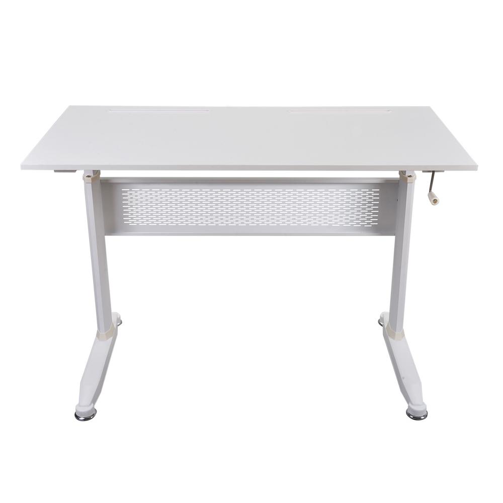 Merax 28 7 44 5 Height White Metal Standing Desk With Crank Height White Metal Standing Desk