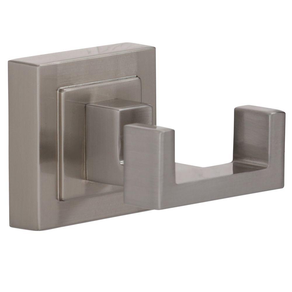 MOEN Hensley Double Robe Hook with Press and Mark in Brushed Nickel ...