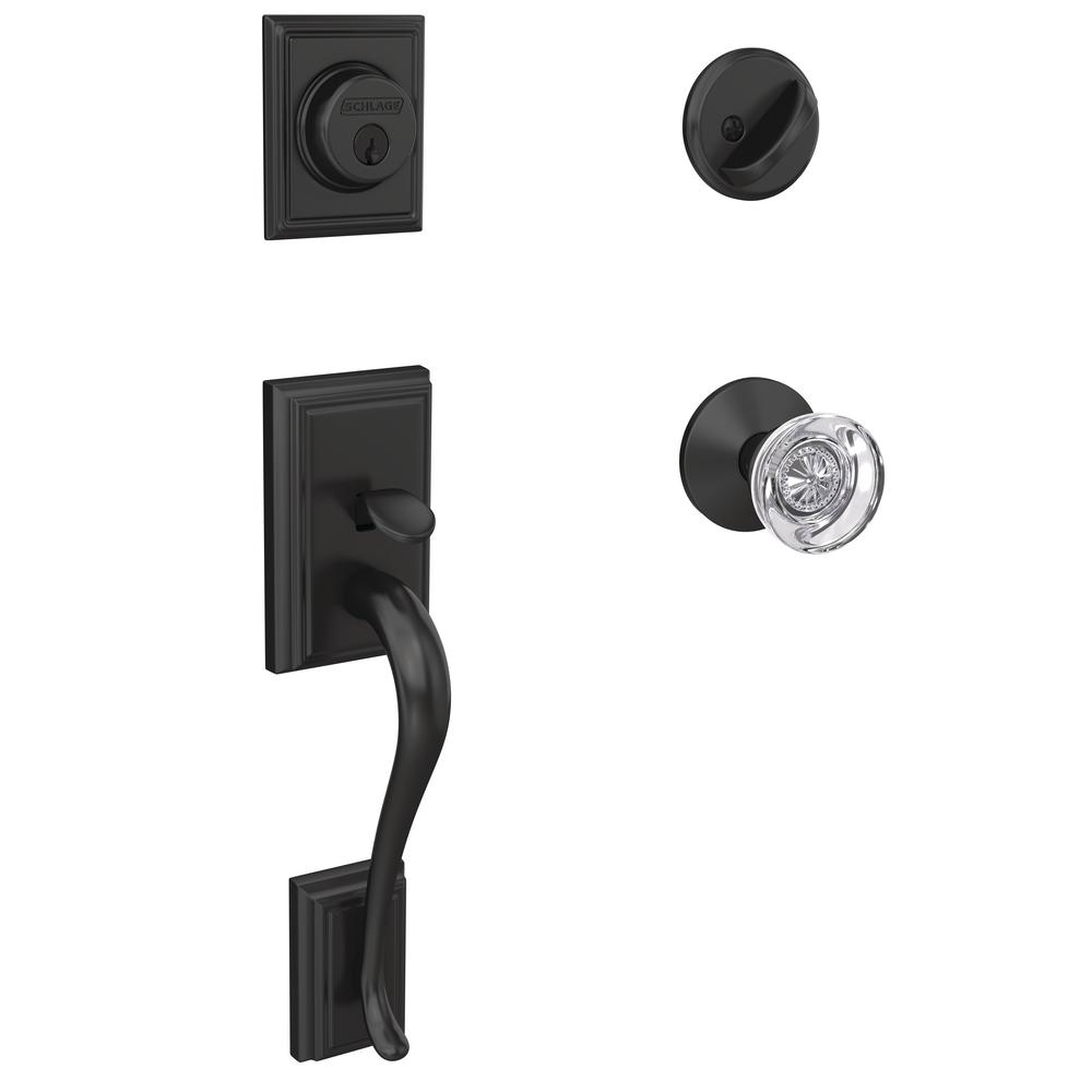 Schlage Custom Addison Matte Black Single Cylinder Door Handleset with