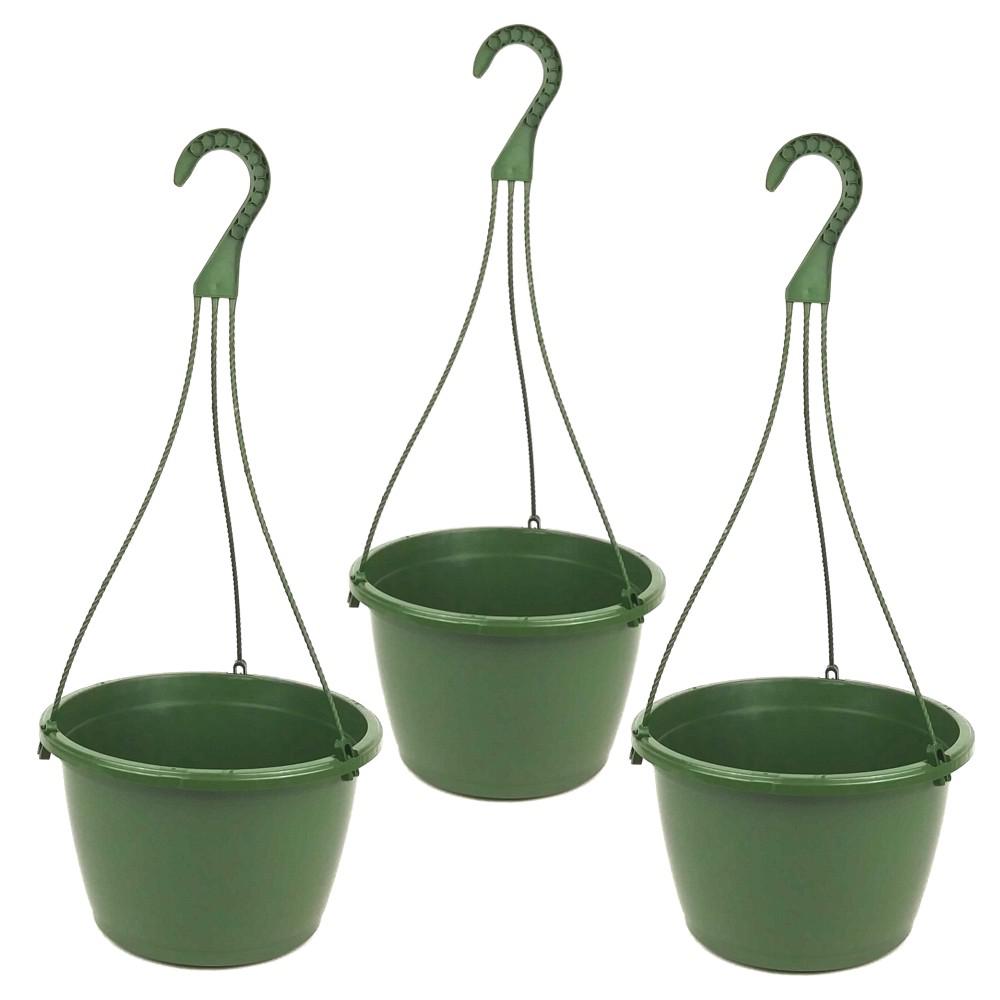 TEKU 10 in. Plastic Hanging Basket Green (Box of 3)-MAJ252173 - The