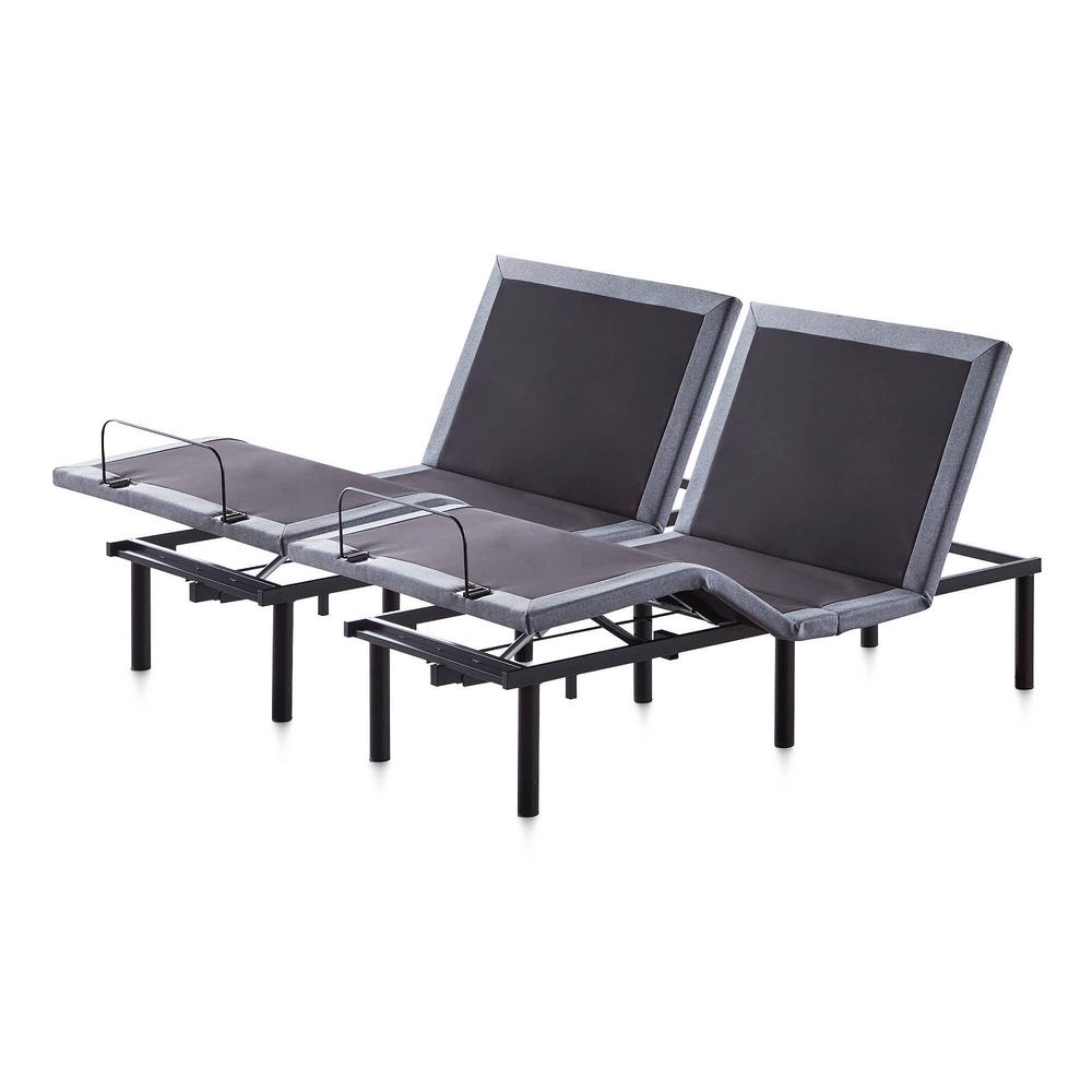 Lucid Comfort Collection Deluxe Split King Adjustable Bed Base Luccl6lp2kab The Home Depot