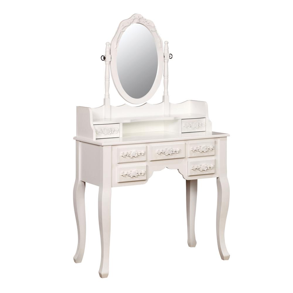 William S Home Furnishing White Harriet Vanity With Padded Stool