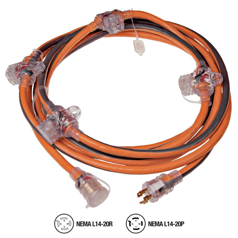 RIDGID 25 ft. Generator Cord With 5Outlet61516456AB The Home Depot