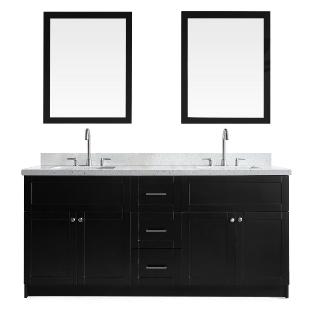 Ariel Hamlet 73 In Bath Vanity Black With Quartz Top Ariel Hamlet 73 In Bath Vanity Black With Quartz Top White