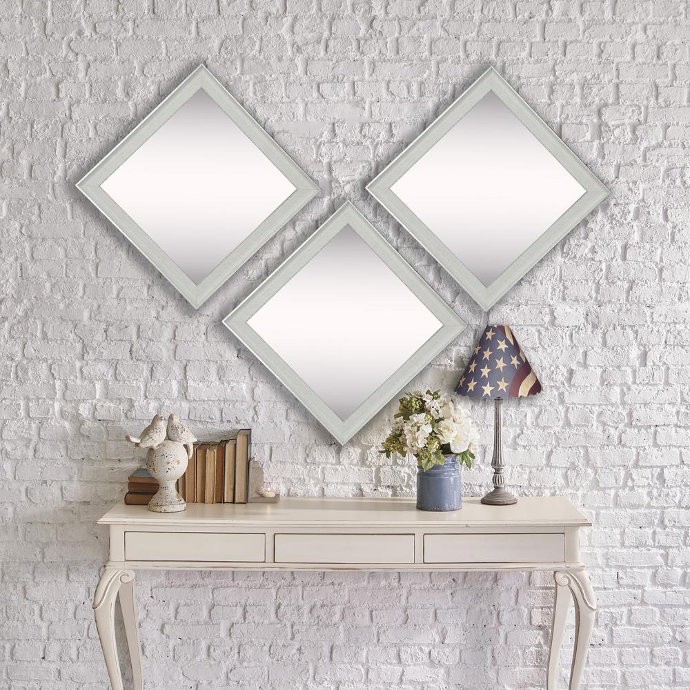 19 5 In X Vintage White Square Mirrors Set Of 3 S056ms X 19 5 In Vintage White Square Mirrors