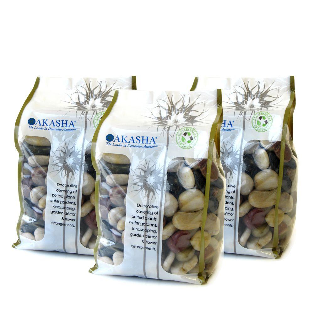 Akasha 15 lb. Multi Mini River Rocks Box Contains (3) 5 lb. Bags