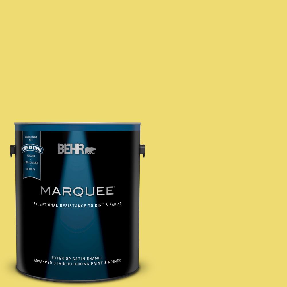 Behr Marquee 1 Gal T15 15 Plastic Lime Satin Enamel Exterior Paint T15 15 Plastic Lime Satin Enamel Exterior Paint And Primer In One