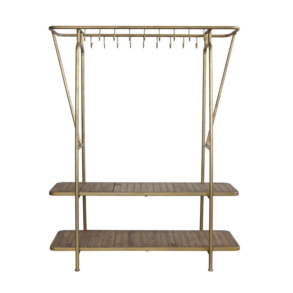 3R Studios Gold Metal Rack with Hooks and ShelvesDA7332 The Home Depot