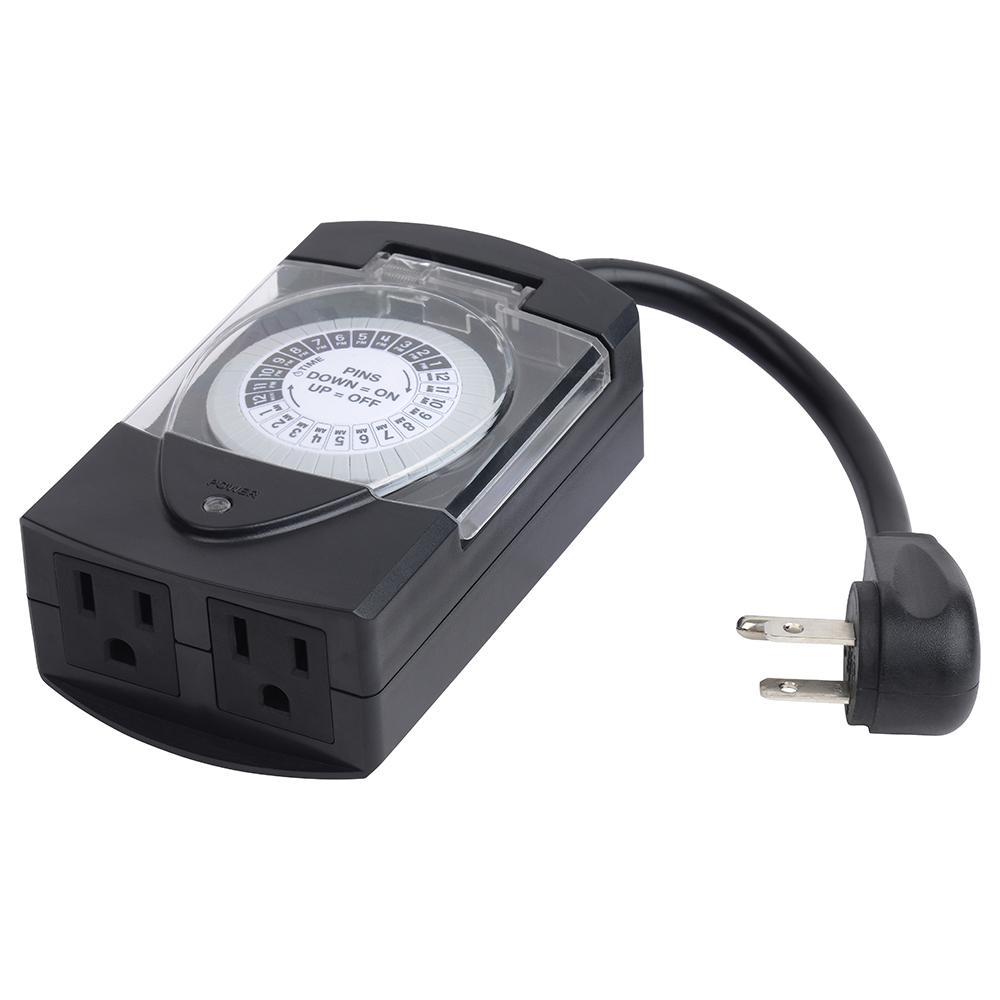 GE 15 Amp Plug-In Dual-Outlet Light-Sensing Timer-15112 - The Home Depot