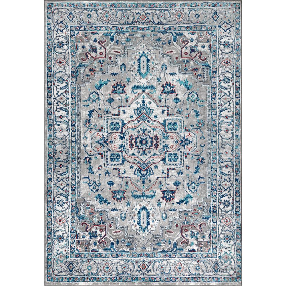 JONATHAN Y Modern Persian Vintage Medallion Light Grey/Blue 8 ft. x 10