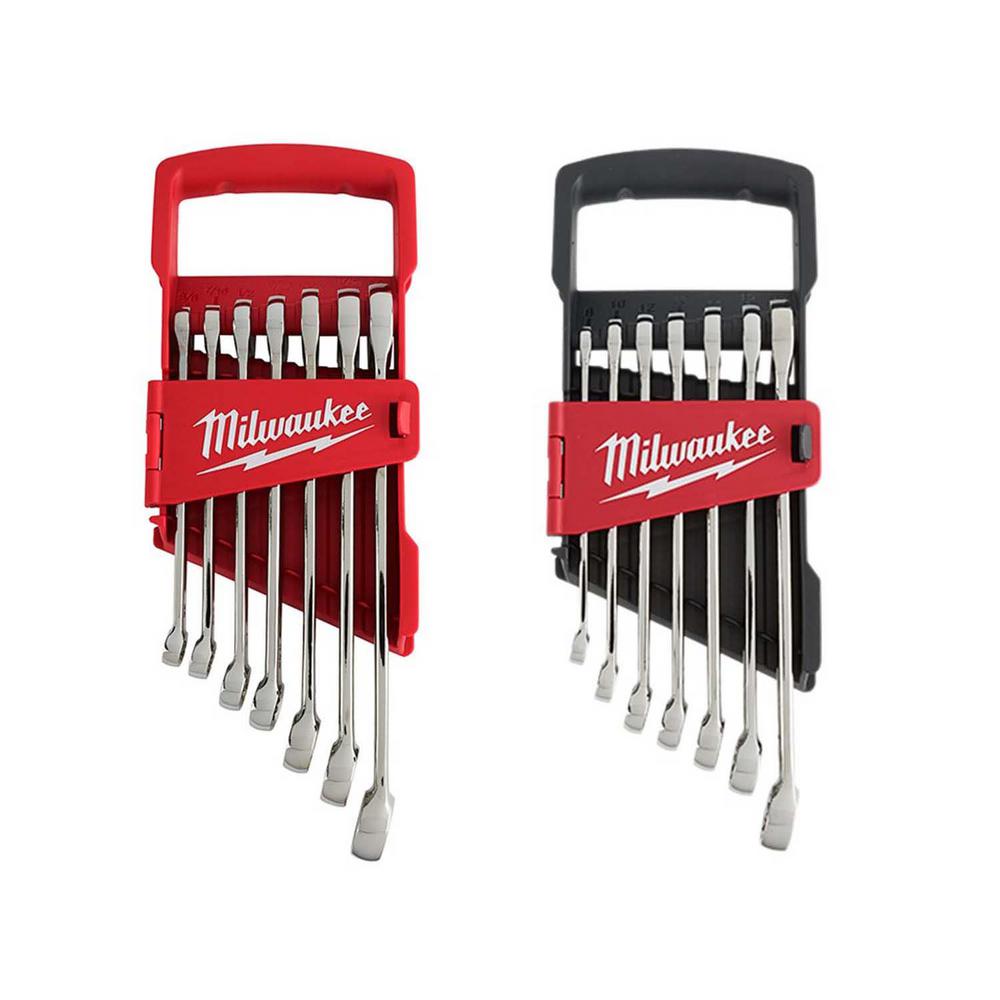 Milwaukee SAE and Metric Combination Wrench Mechanics Tool Set (14
