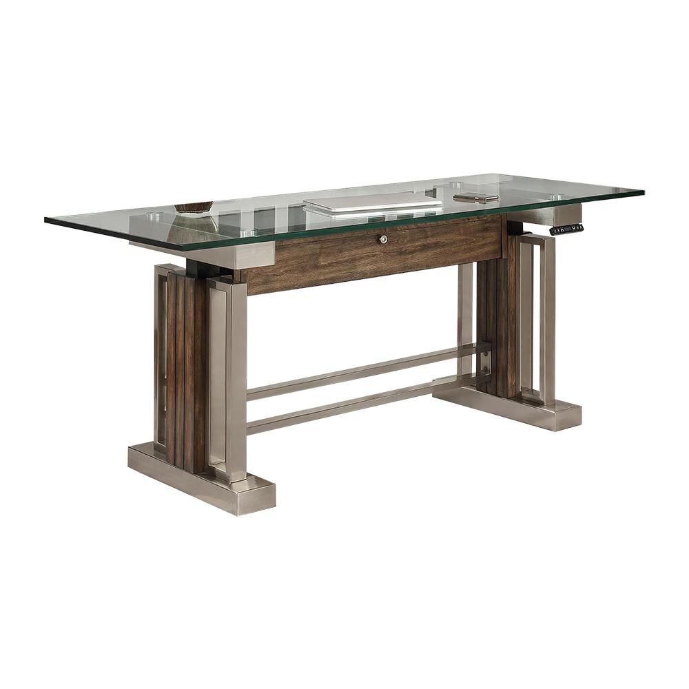 Standing Desk Glass Rectangular Desks Home Office Furniture Soho Bright Brushed Nickel 66 In Sit N Stand Computer