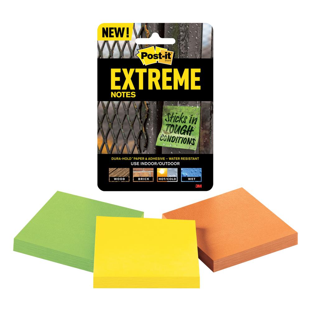 3M Post-it 3 inch x 3 inch Extreme Notes, Orange, Green and Yellow (45... by 3M