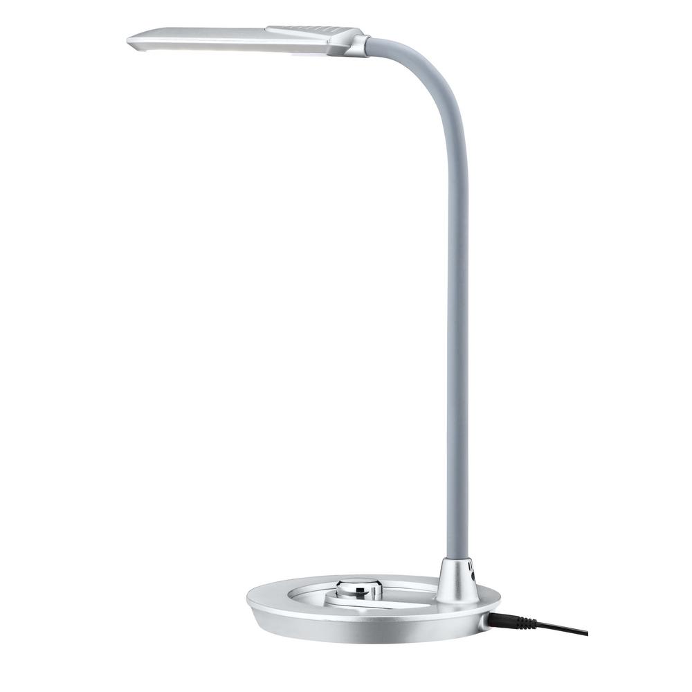 Modern Gray Integrated Led Desk Lamps The Home Depot Silver Led Desk Lamp With Dimmer