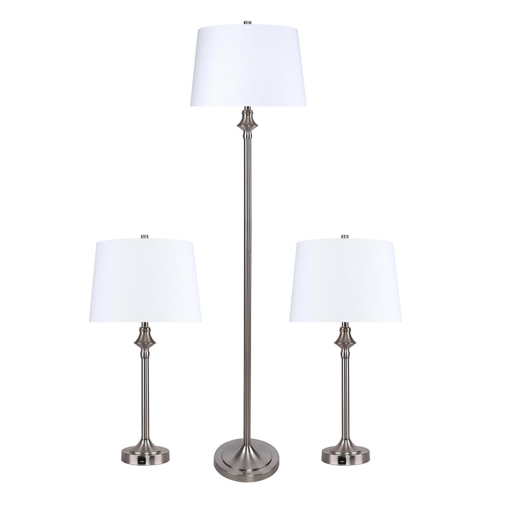 brushed nickel table lamps set of 2