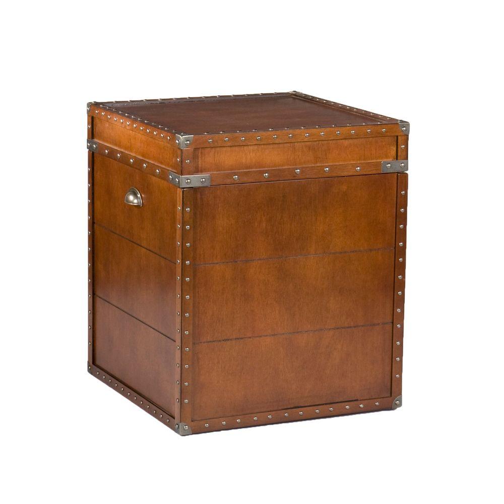 Steamer Trunk Walnut Trunk End Table Oc4190 The Home Depot