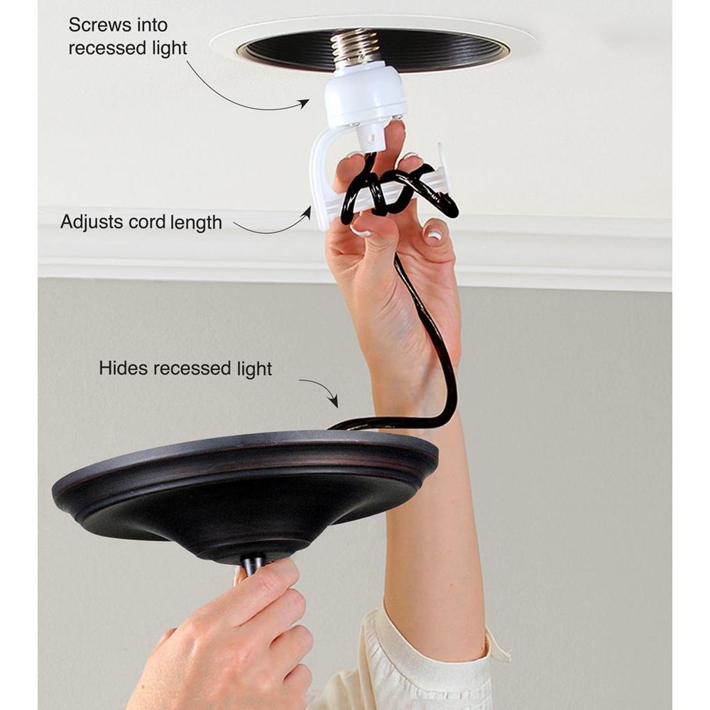 Worth Home Products Instant Pendant 1 Light Recessed Conversion Kit Brushed Bronze Suede Glass Shade Pbn 0918 0011 The Depot - How To Convert A Can Light Into Pendant Worth Home Products Instant Pendant 1 Light Recessed Conversion Kit Brushed Bronze Suede Glass Shade Pbn 0918 0011 The Depot - How To Convert A Can Light Into Pendant