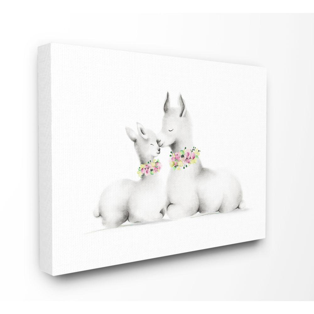 The Kids Room By Stupell 36 In X 48 In Cute Cartoon Baby Llama And Mama Family Flowers Farm Painting By Studio Q Canvas Wall Art Brp 2417 Cn 36x48 The Home Depot